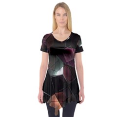 Crystals Background Designluxury Short Sleeve Tunic 