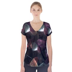 Crystals Background Designluxury Short Sleeve Front Detail Top