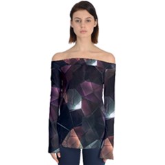 Crystals Background Designluxury Off Shoulder Long Sleeve Top