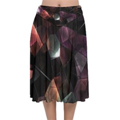 Crystals Background Designluxury Velvet Flared Midi Skirt