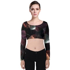 Crystals Background Designluxury Velvet Long Sleeve Crop Top