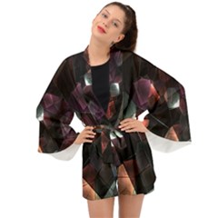 Crystals Background Designluxury Long Sleeve Kimono by Jancukart