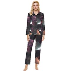 Crystals Background Designluxury Womens  Long Sleeve Velvet Pocket Pajamas Set by Jancukart