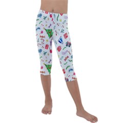 Wallpaper Special Christmas Kids  Lightweight Velour Capri Leggings 