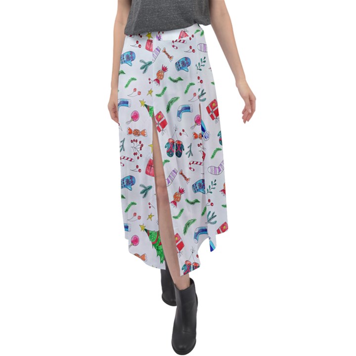 Wallpaper Special Christmas Velour Split Maxi Skirt