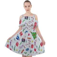 Wallpaper Special Christmas Cut Out Shoulders Chiffon Dress