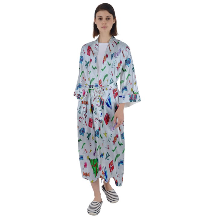 Wallpaper Special Christmas Maxi Satin Kimono