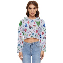 Wallpaper Special Christmas Women s Lightweight Cropped Hoodie