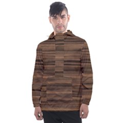 Texture Wood,dark Men s Front Pocket Pullover Windbreaker