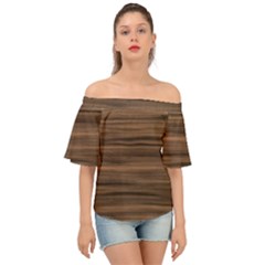 Texture Wood,dark Off Shoulder Short Sleeve Top by nate14shop