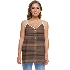 Texture Wood,dark Casual Spaghetti Strap Chiffon Top by nate14shop