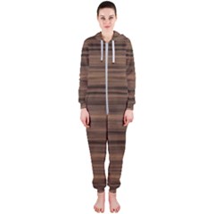 Texture Wood,dark Hooded Jumpsuit (ladies)