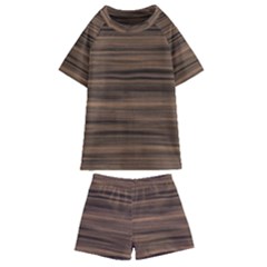 Texture Wood,dark Kids  Swim Tee And Shorts Set