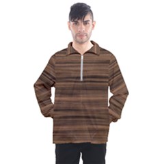 Texture Wood,dark Men s Half Zip Pullover