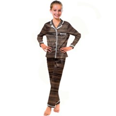 Texture Wood,dark Kid s Satin Long Sleeve Pajamas Set by nate14shop