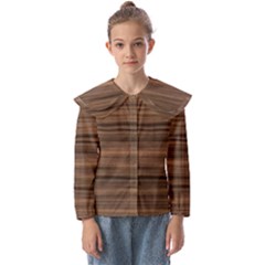 Texture Wood,dark Kids  Peter Pan Collar Blouse by nate14shop