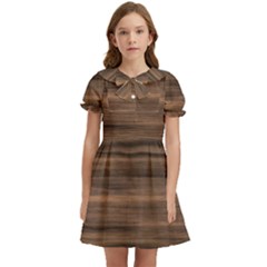 Texture Wood,dark Kids  Bow Tie Puff Sleeve Dress by nate14shop