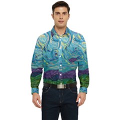 A Very Very Starry Night Men s Long Sleeve Pocket Shirt  by arwwearableart