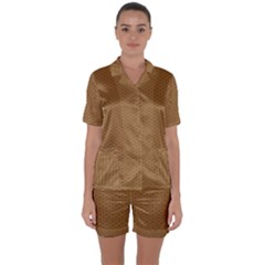 Template-wood Design Satin Short Sleeve Pajamas Set by nateshop