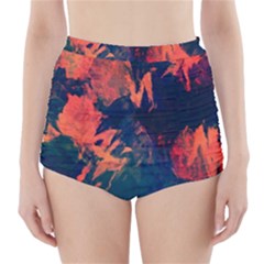 Background-abstrac Orange High-waisted Bikini Bottoms by nateshop