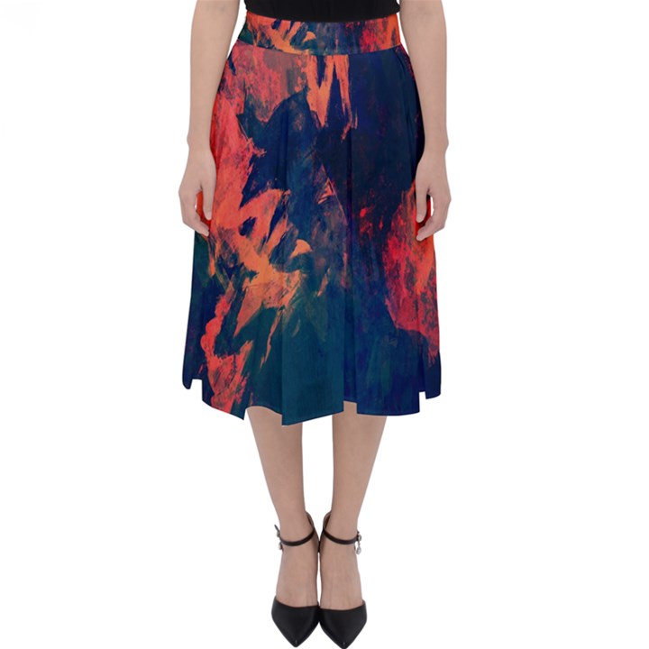 Background-abstrac Orange Classic Midi Skirt