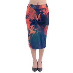 Background-abstrac Orange Midi Pencil Skirt by nateshop