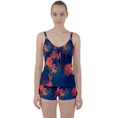 Background-abstrac Orange Tie Front Two Piece Tankini by nateshop