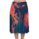 Background-abstrac Orange Velvet Flared Midi Skirt View1