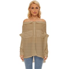 Template-wood Off Shoulder Chiffon Pocket Shirt by nateshop