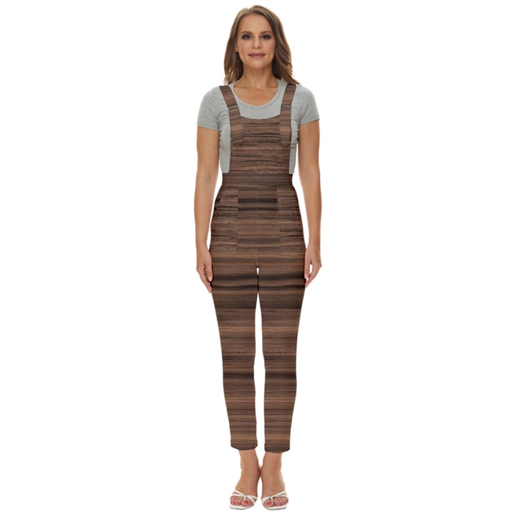 Texture Wood,dark Women s Pinafore Overalls Jumpsuit