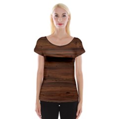 Texture-dark Wood Cap Sleeve Top by nateshop