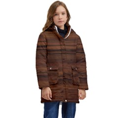 Texture-dark Wood Kid s Hooded Longline Puffer Jacket by nateshop