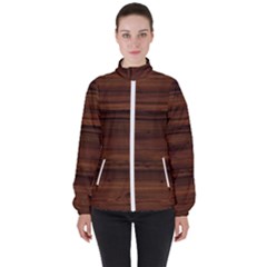 Texture-dark Wood Women s High Neck Windbreaker by nateshop