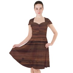 Texture-dark Wood Cap Sleeve Midi Dress by nateshop