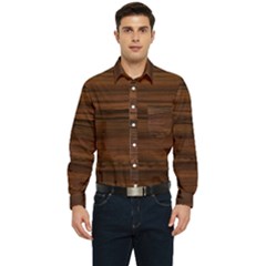 Texture-dark Wood Men s Long Sleeve Pocket Shirt  by nateshop