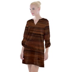 Texture-dark Wood Open Neck Shift Dress by nateshop