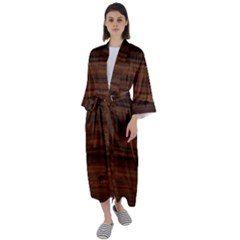 Texture-dark Wood Maxi Satin Kimono by nateshop