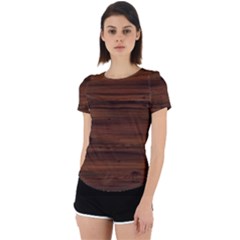 Texture-dark Wood Back Cut Out Sport Tee by nateshop