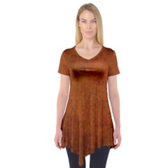 Brown Short Sleeve Tunic  by nateshop