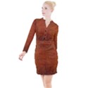 Brown Button Long Sleeve Dress View1