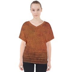 Brown V-neck Dolman Drape Top by nateshop