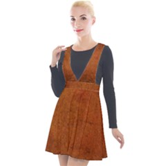 Brown Plunge Pinafore Velour Dress by nateshop