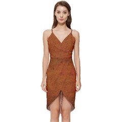 Brown Wrap Frill Dress