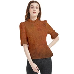 Brown Frill Neck Blouse