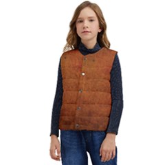 Brown Kid s Short Button Up Puffer Vest	