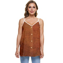 Brown Casual Spaghetti Strap Chiffon Top