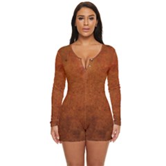 Brown Long Sleeve Boyleg Swimsuit