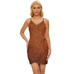 Brown Wrap Tie Front Dress