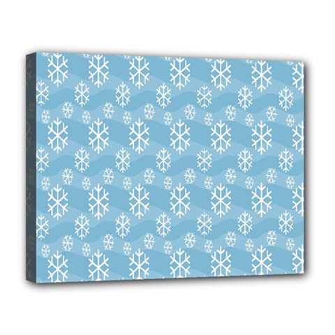 Snowflakes, White Blue Canvas 14  X 11  (stretched)