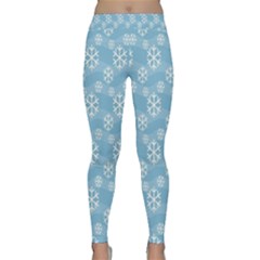 Snowflakes, White Blue Classic Yoga Leggings